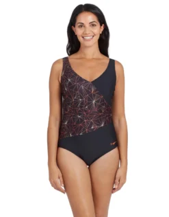 Zoggs Vintage Geo Crossover V Back Swimsuit
